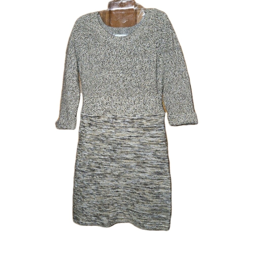 Maggy London Brown Marled Mixed-Stitch Marino Wool Sweater Dress‎ Size Large
